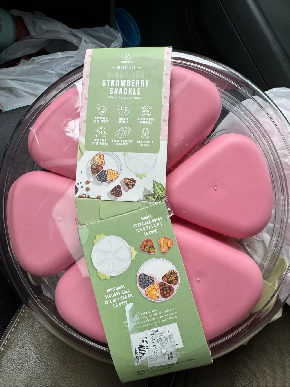 Samba Portable 6-Compartment Snack Storage Container - Strawberry themed